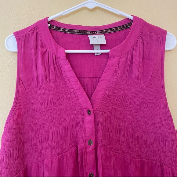 Knox Rose Sleeveless Smocked Pink Dress Sz-Small - Picture 2 of 9
